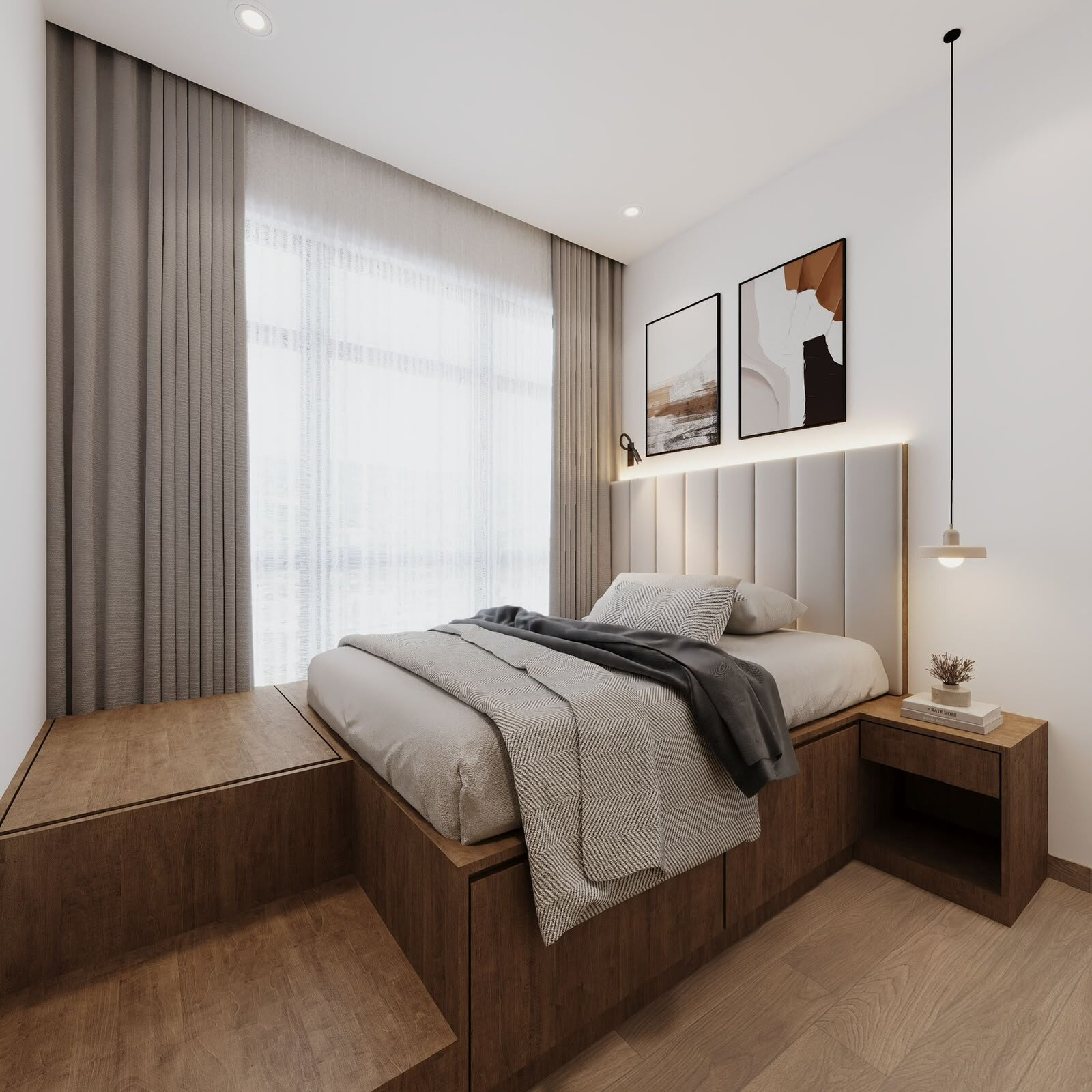 Platform bed with integrated drawer storage